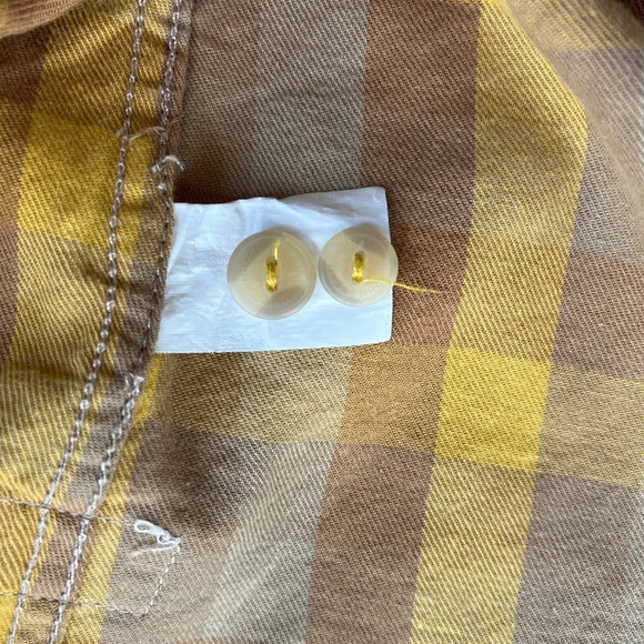 Sean John Mens Button Down Long Sleeve Shirt Yellow And Brown Plaid Size 2XL - Picture 5 of 8